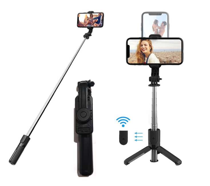 عصا سيلفي torima مدمجة بتقنية البلوتوث | حامل ثلاثي | دوران 360° | متوافقة مع الهواتف الذكية، GoPro والكاميرات الصغيرة  - Image 2 + 1