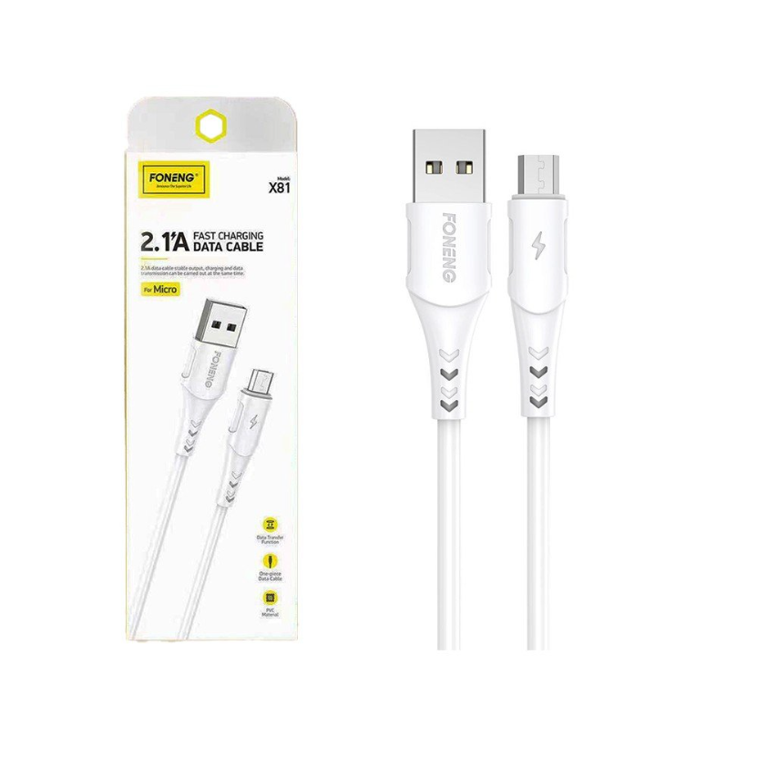 وصلة foneng من USB إلى Micro USB شحن سريع 2.1A | بطول 1 متر - Image 1 + 1
