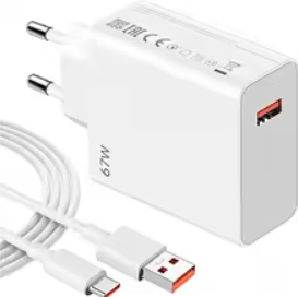 شاحن xiaomi 2 في 1 بقدرة 67 واط مع كابل بيانات Type-C - Image 1 + 1