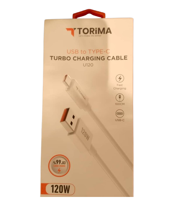وصلة شحن سريعة USB إلى Type-C بقدرة 120 واط (طول 1 متر) torima - Image 2 + 1