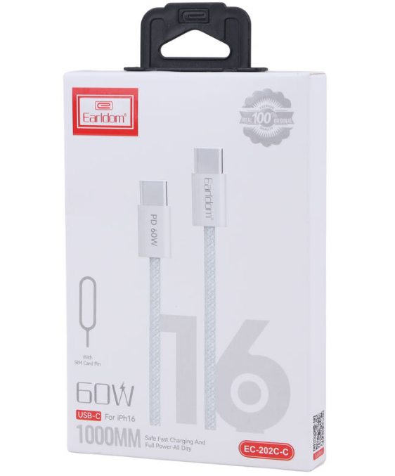 وصلة earldom شحن سريع 60W من Type-C إلى Type-C (1 متر) - Image 1 + 1