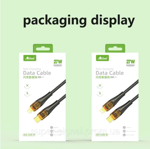 وصلة بيانات Type-C إلى Lightning شحن سريع 27 واط (1 متر) allison - Image 1 + 1