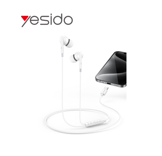 سماعة yesido سلكية داخل الأذن بمنفذ Type-C – مع مايك وريموت  