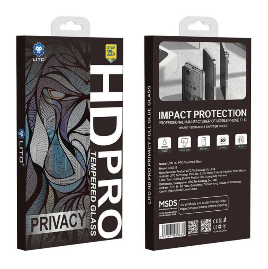 لاصق شاشة الخصوصية lito HD PRO – زجاج مقسى، لاصق كامل، أسود، متوافق مع الحافظة  - Image 2 + 1