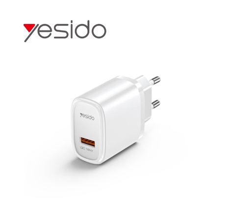 شاحن جداري سريع yesido بقدرة 18 واط ومنفذ USB-A (قابس أوروبي)  