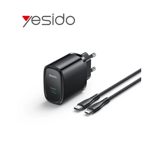 شاحن جداري yesido بقدرة 20W (مع وصلة USB-C إلى Lightning)  
